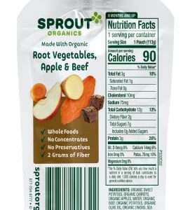 Sprout Organics Root Vegetables with Beef, 4 Oz Pouch