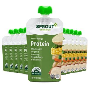 sprout organic baby food pouches stage 3, creamy vegetables w/ chicken, 4 oz (pack of 12)