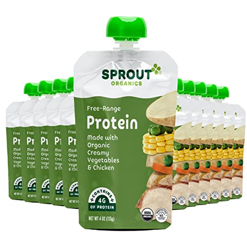 Sprout Organic Baby Food Pouches Stage 3, Creamy Vegetables w/ Chicken, 4 Oz (Pack of 12)