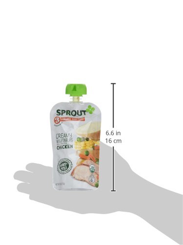 Sprout Organic Baby Food Pouches Stage 3, Creamy Vegetables w/ Chicken, 4 Oz (Pack of 12)