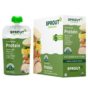 Sprout Organic Baby Food Pouches Stage 3, Creamy Vegetables w/ Chicken, 4 Oz (Pack of 12)