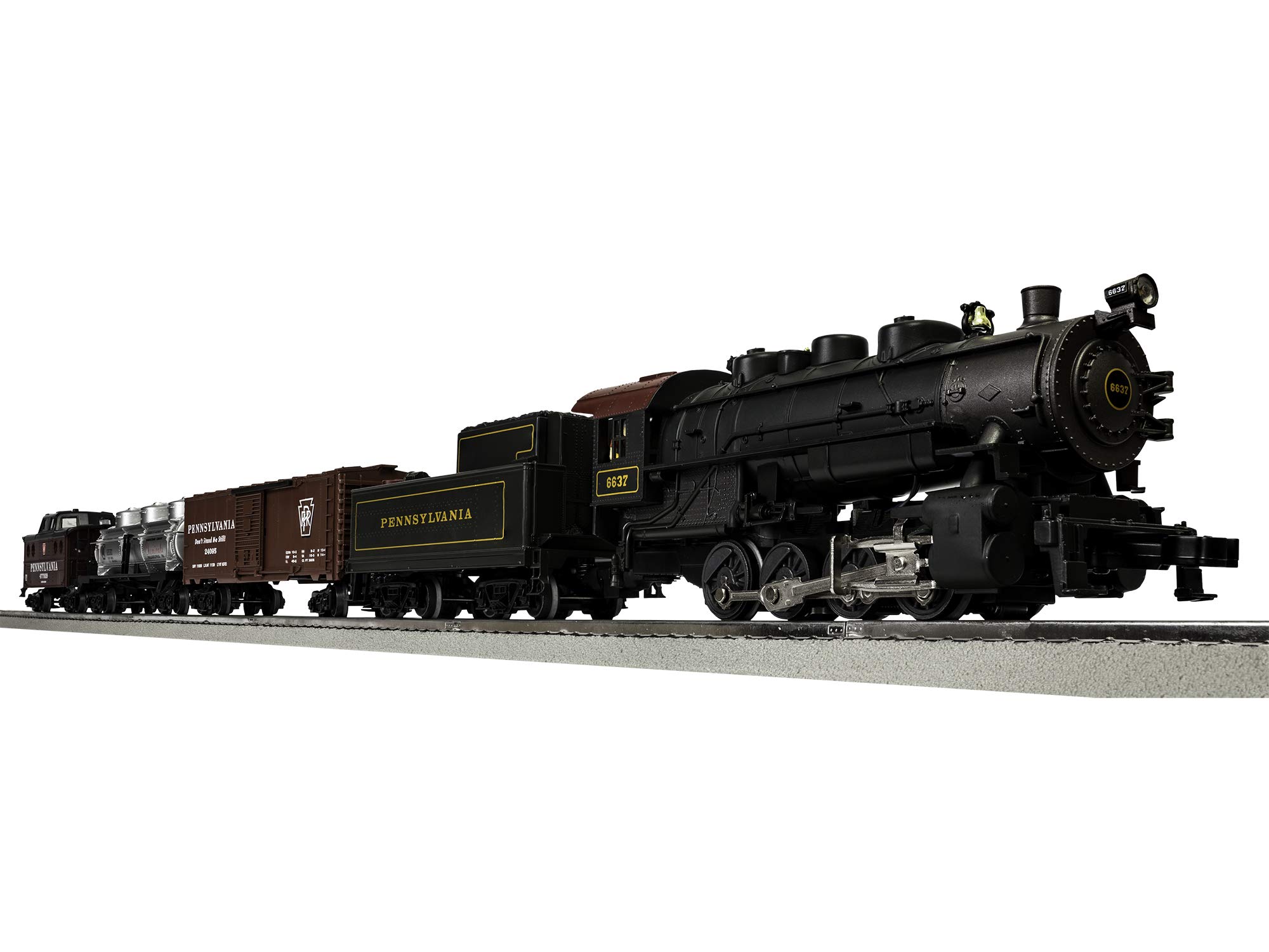 Lionel Pennsylvania Flyer LionChief 0-8-0 Freight Set with Bluetooth Capability, Electric O Gauge Model Train Set with Remote