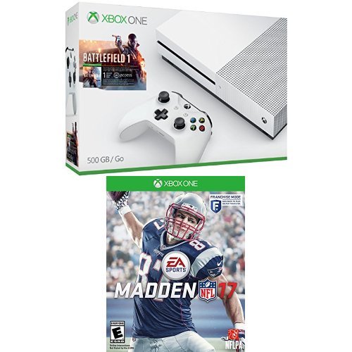 Xbox One S 500GB Console - Battlefield 1 Bundle + Madden NFL 17 Game