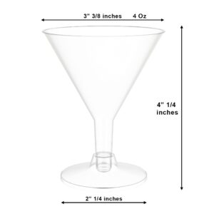 Plastic Martini Glasses - 60 Pack 5 Oz. - Crystal Clear Disposable Martini Glasses With Stem - Cocktail Glasses - Ideal For Weddings, Birthdays, And Parties - Perfect For Appetizers And Desserts