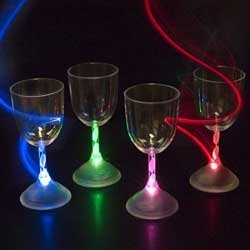 Flashing Panda Set of 4 LED Light Up Flashing 9 oz Novelty Acrylic Wine Goblets