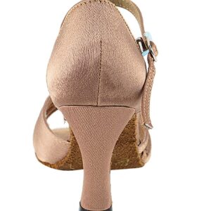Very Fine Dance Shoes - Ladies Latin, Rhythm, Salsa, Waltz Ballroom Dance Shoes - 6030-2.5-inch Heel and Foldable Brush Bundle - Brown Satin - 8