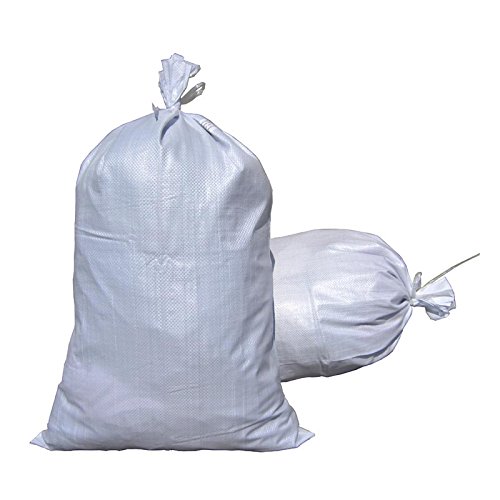 Sand Bags 18"x30", Empty White Woven Polypropylene w/Ties, UV Protection, 100Pack (Also Sold In 10Pack / 50Pack. 14"x26" / 17"x27" Available)