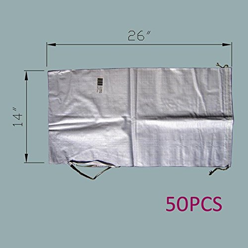 Sand Bags 18"x30", Empty White Woven Polypropylene w/Ties, UV Protection, 100Pack (Also Sold In 10Pack / 50Pack. 14"x26" / 17"x27" Available)