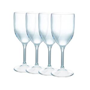 linden sweden - set of 4 wine stem glasses - made in sweden - bpa free - san acrylic outdoor glasses - unbreakable and shatterproof - dishwasher safe - transparent aqua - 8 ounces - 7 1/4” high