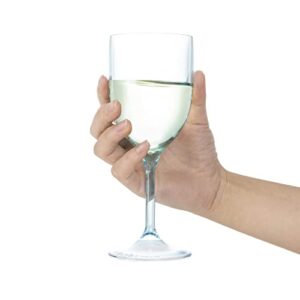 LINDEN SWEDEN - Set of 4 Wine Stem Glasses - Made in Sweden - BPA Free - SAN Acrylic Outdoor Glasses - Unbreakable and Shatterproof - Dishwasher Safe - Transparent Aqua - 8 Ounces - 7 1/4” High