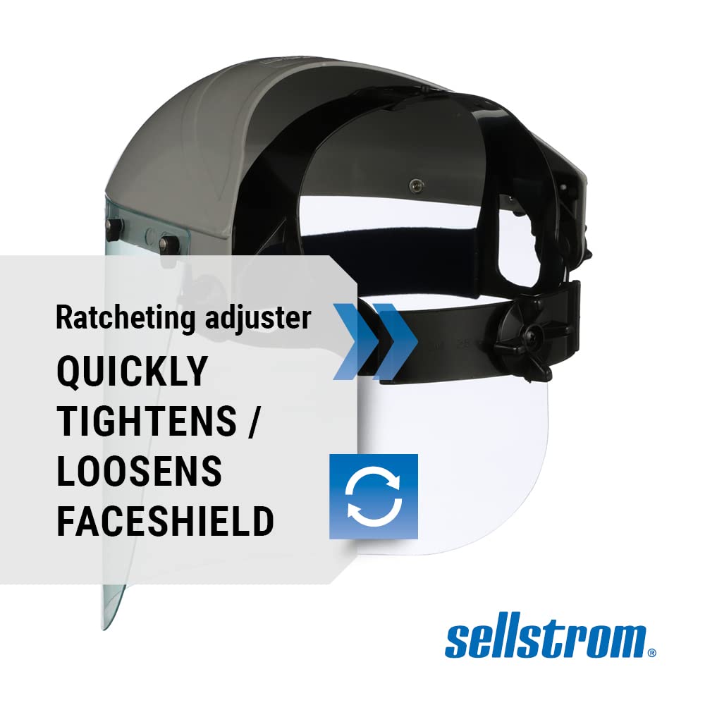 Sellstrom Advantage Series Face Shield - Clear Window with Standard Binding - Comfortable Ratcheting Headgear, ANSI Z87.1+ (S30120)