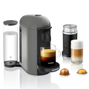 Nespresso VertuoPlus Deluxe Coffee and Espresso Machine by Breville with Milk Frother, Titan