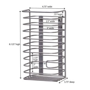 Household Essentials Cabinet Door Trash Bag Holder, Steel Frame, Satin Nickel Powder Coating, Perfect for Disposable Bags and Other Necessities, Easy Installation, Hardware Included