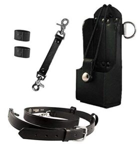 boston leather firefighter's bundle- anti-sway strap for radio strap, reflective radio strap/belt, firefighter's radio holder (for motorola ht750 / ht1250), 2 cord keepers