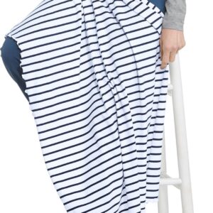 Coolibar UPF 50+ Savannah Sun Blanket - Sun Protective (One Size- White/Navy Stripe)