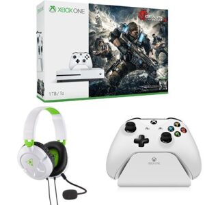 xbox one s 1tb console - gears of war 4 bundle + turtle beach recon 50x white stereo gaming headset + controller gear white controller stand v2.0
