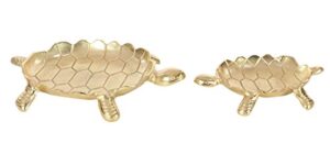 deco 79 68987 aluminum turtle dishes (set of 2), gold