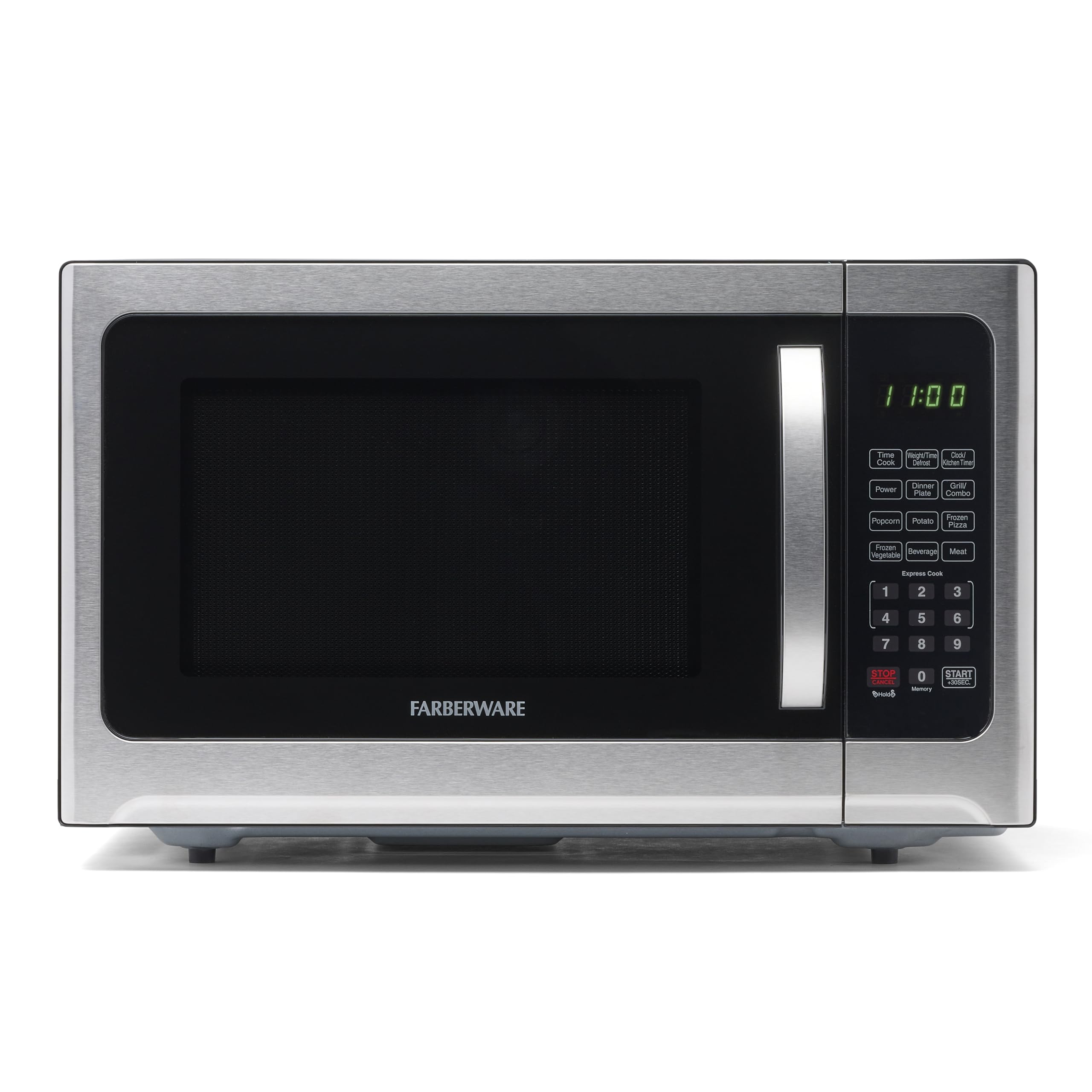 Farberware Countertop Microwave 1100 Watts, 1.2 cu ft - Microwave Oven With LED Lighting and Child Lock - Perfect for Apartments and Dorms - Easy Clean Black Stainless Steel