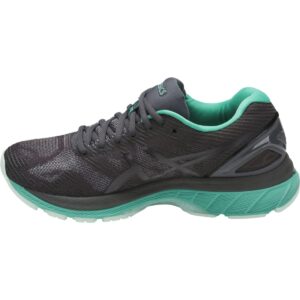 asics women's womens gel-nimbus 19 lite-show athletic shoe, dark grey/black/reflective, 6 medium us