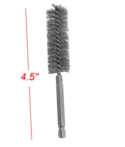 2pc Stainless Steel ALAZCO 5/8" Wire Brush for Power Drill Impact Driver Cleaning Wire Brush Stainless Steel Bore Brush - Hex Shank