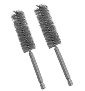 2pc stainless steel alazco 5/8" wire brush for power drill impact driver cleaning wire brush stainless steel bore brush - hex shank