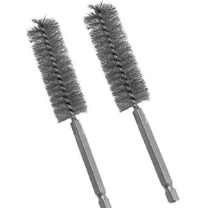 2pc Stainless Steel ALAZCO 5/8" Wire Brush for Power Drill Impact Driver Cleaning Wire Brush Stainless Steel Bore Brush - Hex Shank