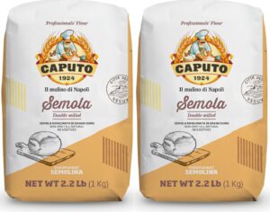 antimo caputo semolina flour 2.2 lb (pack of 2) bulk italian durum semola flour - all natural dough for fresh pasta