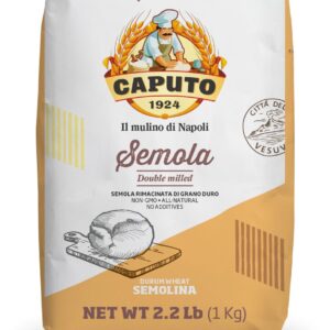 Antimo Caputo Semolina Flour 2.2 LB (Pack of 2) Bulk Italian Durum Semola Flour - All Natural Dough for Fresh Pasta