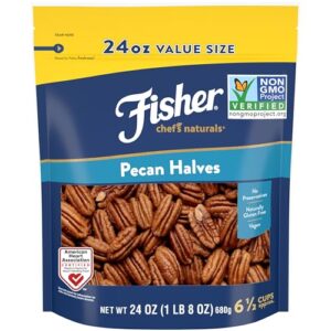 fisher chef's naturals pecan halves 24oz (pack of 1), unsalted raw nuts for cooking, baking & snacking, vegan protein, keto snack, gluten free