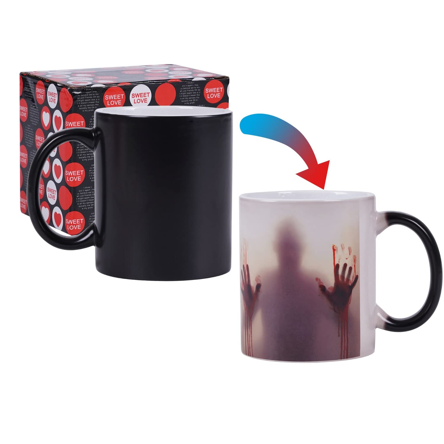 Aiplutas Color Changing Zombie Mug Hot Cold Heat Sensitive Color Changing Ceramic Mug 11oz