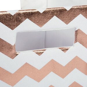 DII Hardsided Polyester Trapezoid Storage Bin, Chevron, Copper, Small