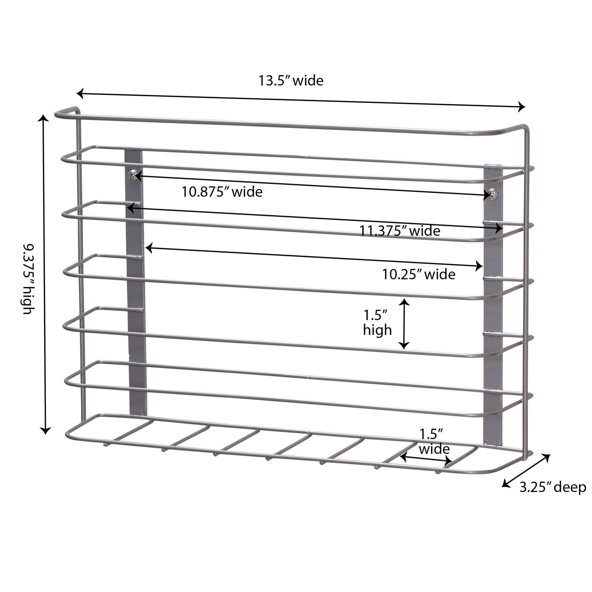 Household Essentials Tall Door Mount Cabinet Organizer, Sturdy Steel Wire Frame, Elegant Nickel Powder Finish, Mounts to Solid Surface, Included Hardware, Great for Tall or Large Items