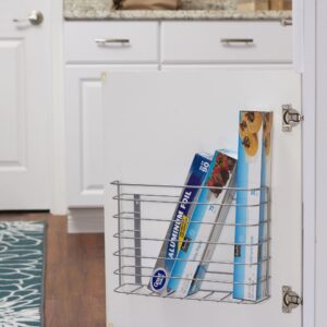 Household Essentials Tall Door Mount Cabinet Organizer, Sturdy Steel Wire Frame, Elegant Nickel Powder Finish, Mounts to Solid Surface, Included Hardware, Great for Tall or Large Items