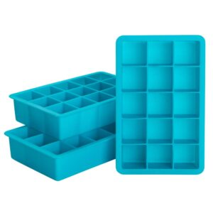 webake ice cube trays silicone ice cube molds, 15 cavity whisky ice cube tray, easy release, bpa free, flexible pack of 3