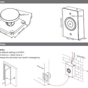 UHPPOTE Emergency Smokeproof Electromagnetic Door Holder - American Type - Flush Wall Mount