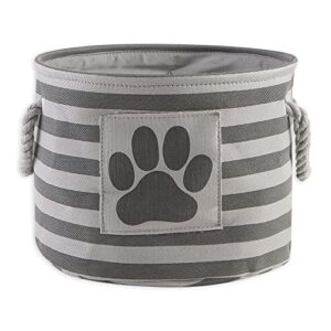 bone dry pet storage collection striped paw patch bin, small round, grayz, medium breeds