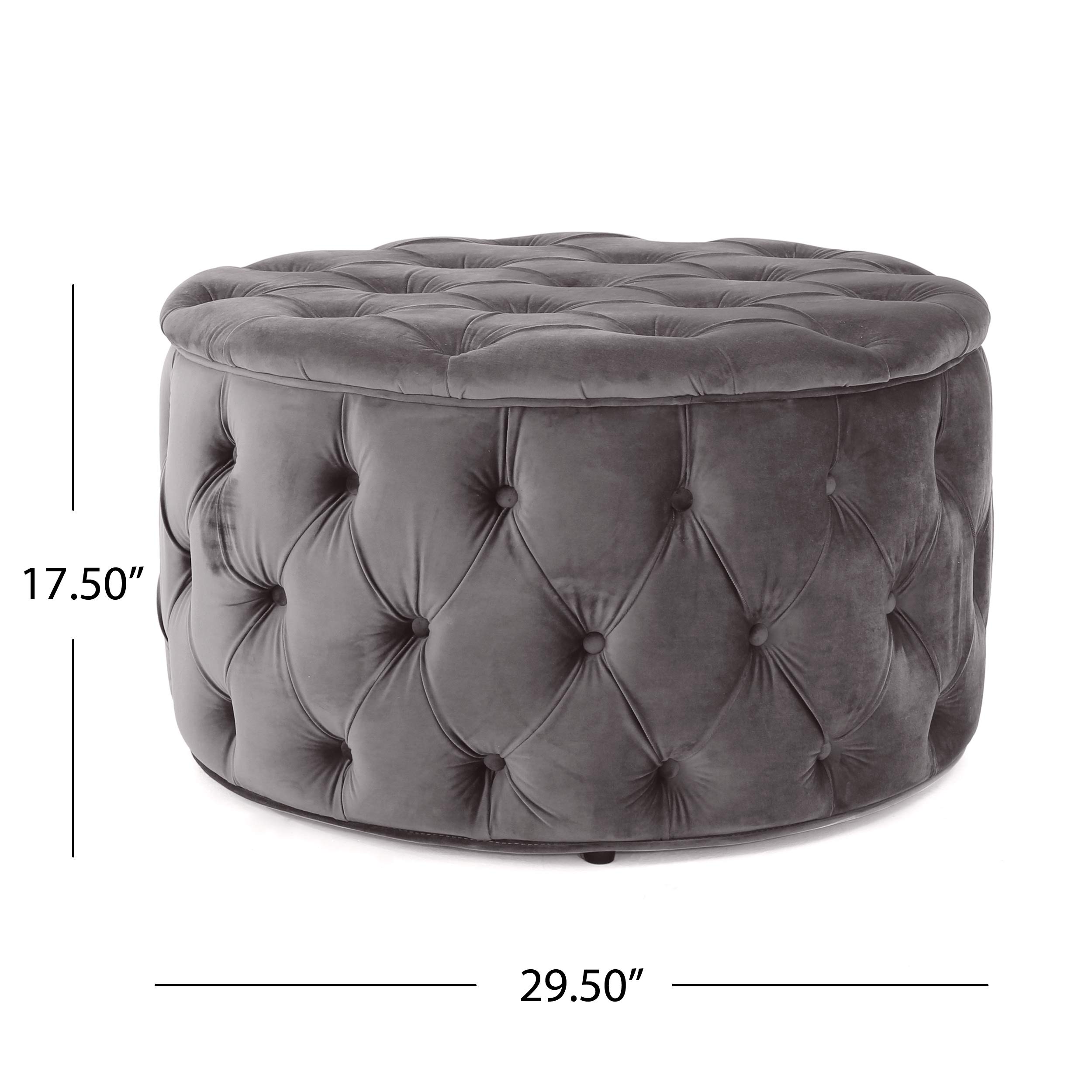 Christopher Knight Home Zelfa Velvet Ottoman, Grey