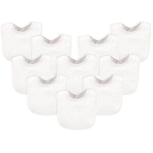 luvable friends unisex baby cotton terry bibs, white, one size 10 count(pack of 1)
