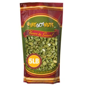 we got nuts pumpkin seeds healthy snacks 5lbs (80oz) bag | raw pepitas no preservatives added, 100% natural with no shell | for baking, salad toppings, cereal, roasting | low calorie nuts,