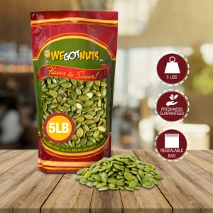 We Got Nuts Pumpkin Seeds Healthy Snacks 5Lbs (80oz) Bag | Raw Pepitas No Preservatives Added, 100% Natural With No Shell | For Baking, Salad Toppings, Cereal, Roasting | Low Calorie Nuts,