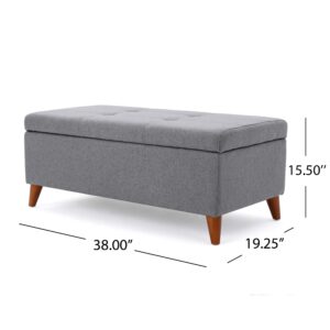 Christopher Knight Home Harper Fabric Storage Ottoman, Grey Dimensions: 19.25”D x 38.00”W x 16.25”H