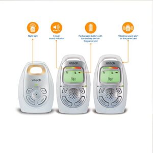 VTech DM223-2 Audio Baby Monitor with Two Parent Units, Up to 1, 000 ft of Range, Vibrating Sound-Alert, Talk-Back Intercom, Digitized Transmission & Belt Clip