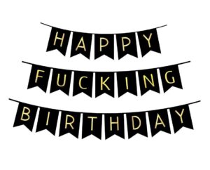 fecedy black happy fucking birthday bunting banner