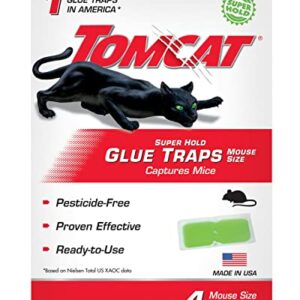 Tomcat Super Hold Glue Traps Mouse Size for Mice, Cockroaches, Spiders, and Scorpions, Ready-To-Use, 4 Traps