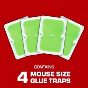 Tomcat Super Hold Glue Traps Mouse Size for Mice, Cockroaches, Spiders, and Scorpions, Ready-To-Use, 4 Traps