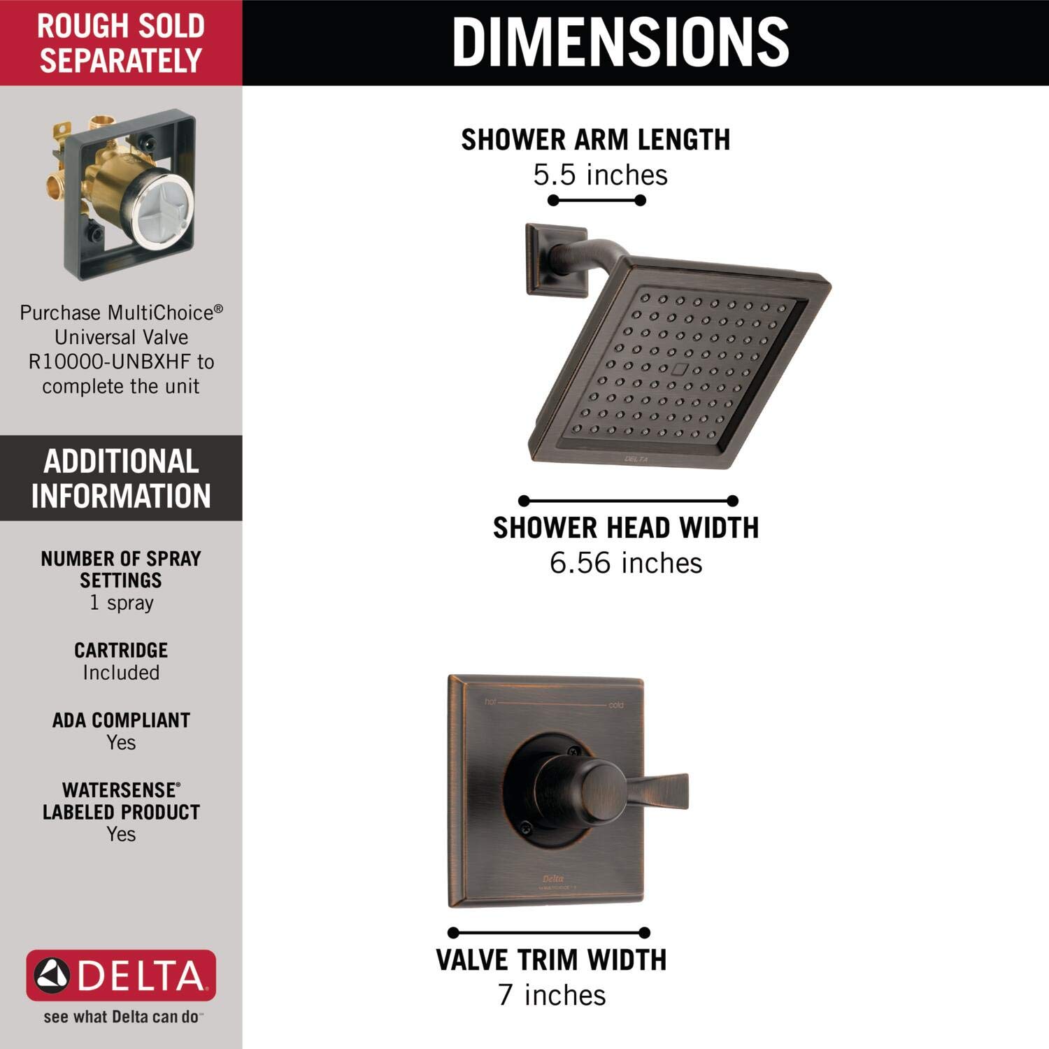 Delta Faucet Dryden 14 Series Single-Function Shower Trim Kit with ...