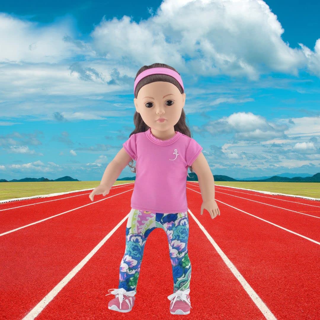 Emily Rose 18 Inch Doll Sports Yoga Exercise Clothes Outfit, Including Pink Doll Sneakers Gym Shoes! | Gift Boxed! | Compatible with American Girl Dolls