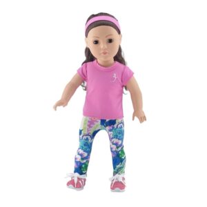 Emily Rose 18 Inch Doll Sports Yoga Exercise Clothes Outfit, Including Pink Doll Sneakers Gym Shoes! | Gift Boxed! | Compatible with American Girl Dolls