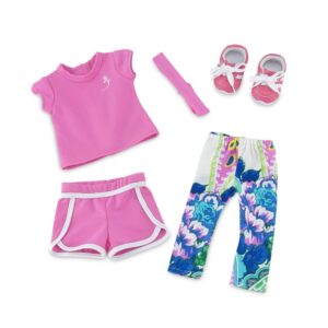 Emily Rose 18 Inch Doll Sports Yoga Exercise Clothes Outfit, Including Pink Doll Sneakers Gym Shoes! | Gift Boxed! | Compatible with American Girl Dolls