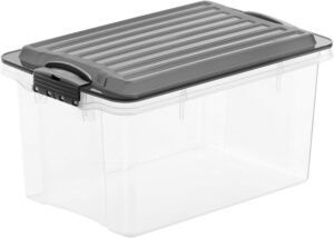 rotho, compact, storage box 4.5 l with lid a5, plastic (pp) bpa-free, grey/transparent, a5/45l (27,0 x 18,5 x 15,0 cm)